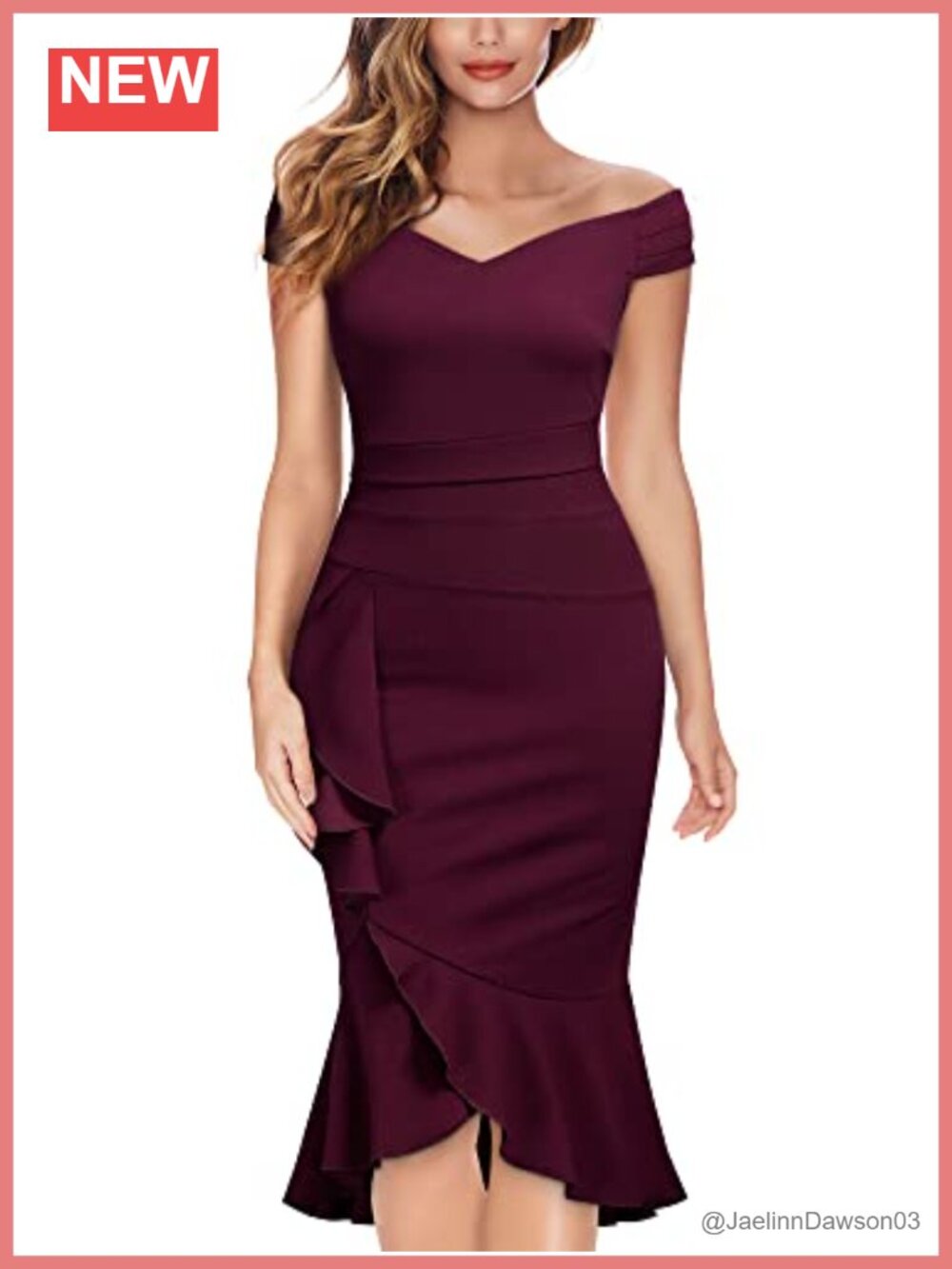 Off Shoulder V-Neck Ruffle Pleat Waist Bodycon Formal Evening Dress